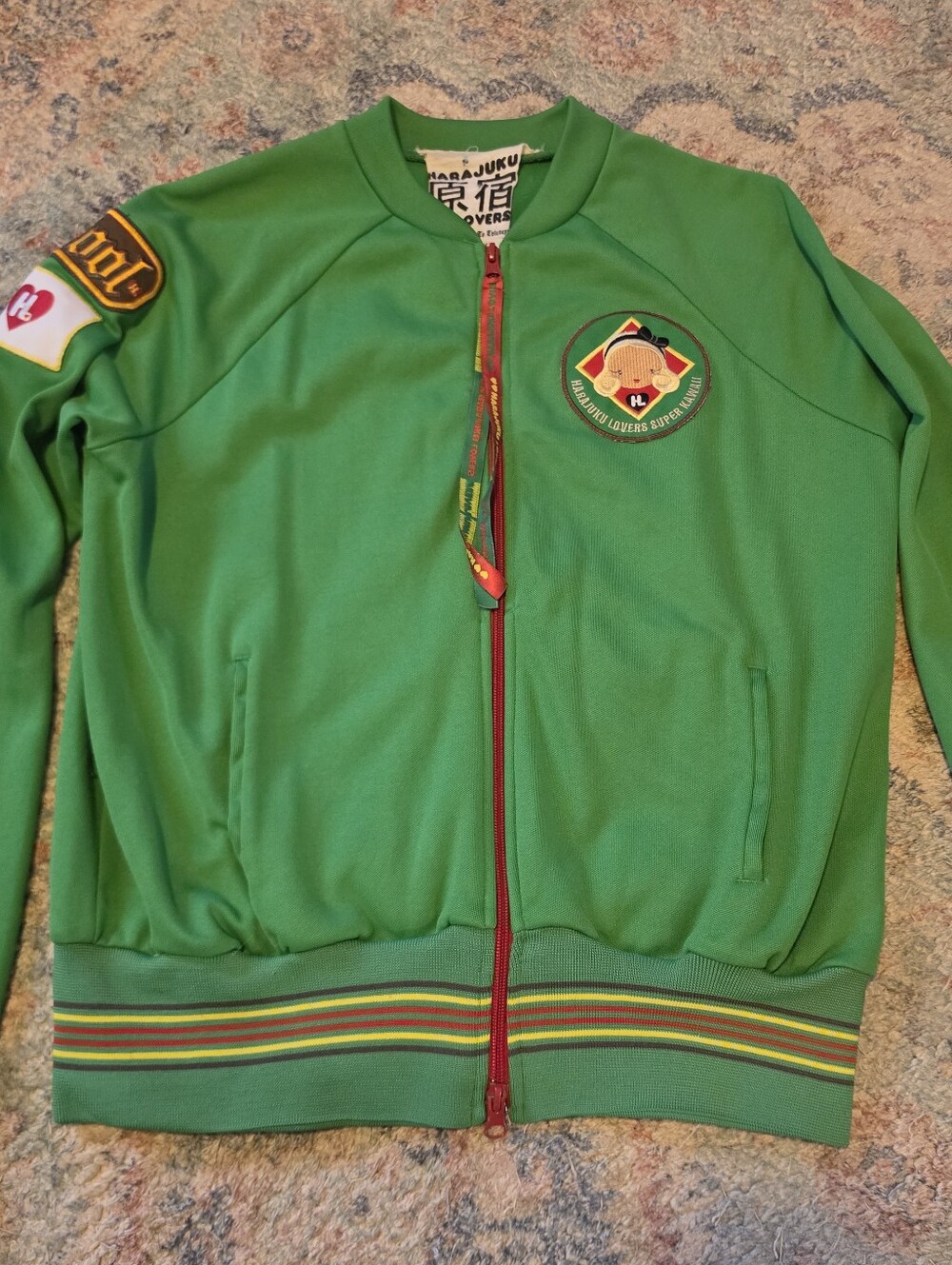 Harajuku Lovers Gwen Stefani Green Patch Track Jacket M GUC